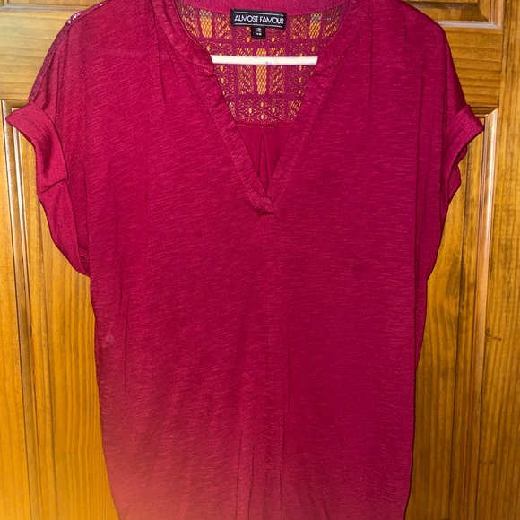 Almost Famous Tops - Almost Famous Women's Burgundy Blouse